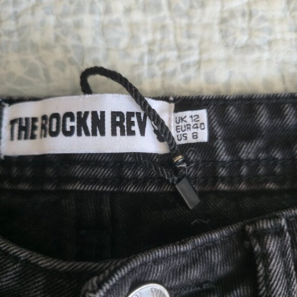 THE ROCKN REV Black Distressed Jeans, Size 8 - Picture 8 of 8